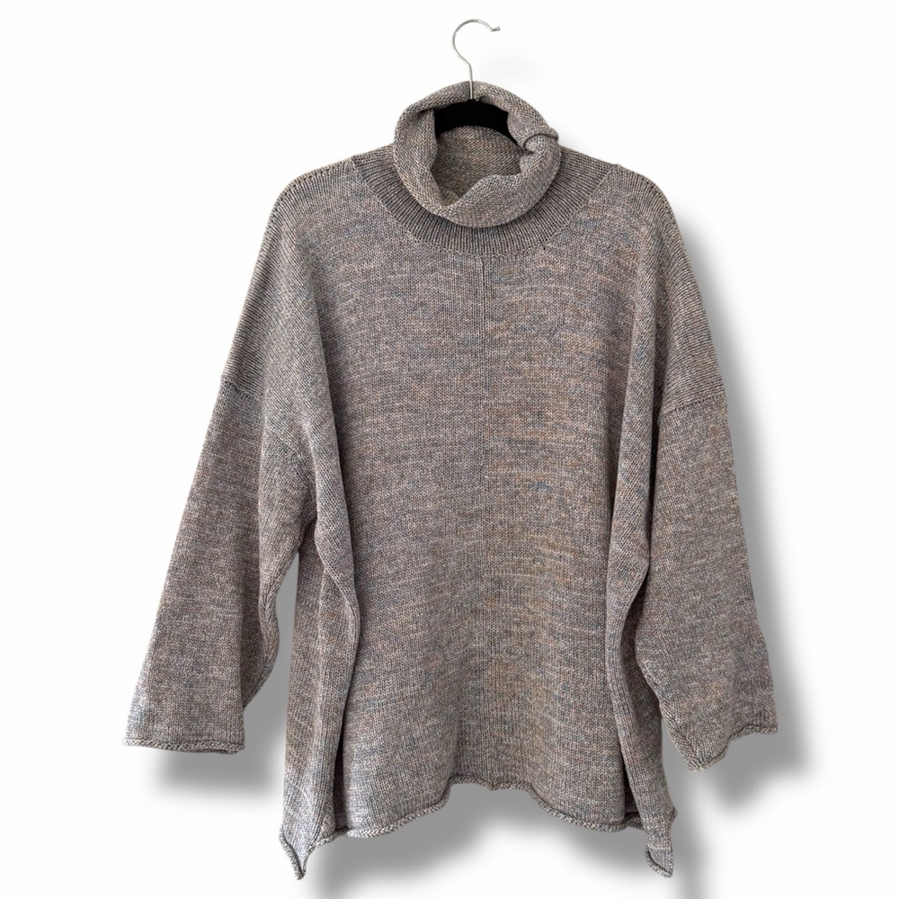 Eskandar Melange Cotton Cowl Neck Knit Sweater Scotland Quiet Luxury Coastal OS